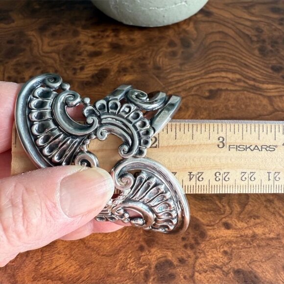 40's Sterling Silver Cuff Los Castillo Margot Taxco Hinged #5632 Art Nouveau Cla - Picture 10 of 12